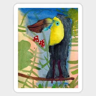 A Toucan Eating Strawberries Sticker